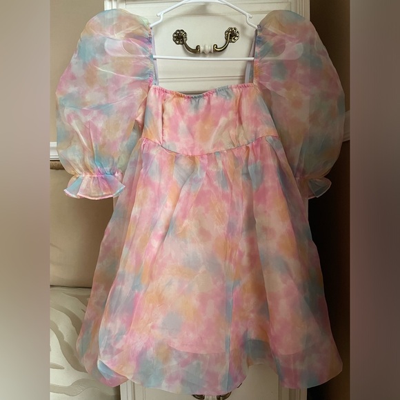 SHEIN Pink and Pastel Puff Sleeve Bubble Dress - Picture 2 of 6